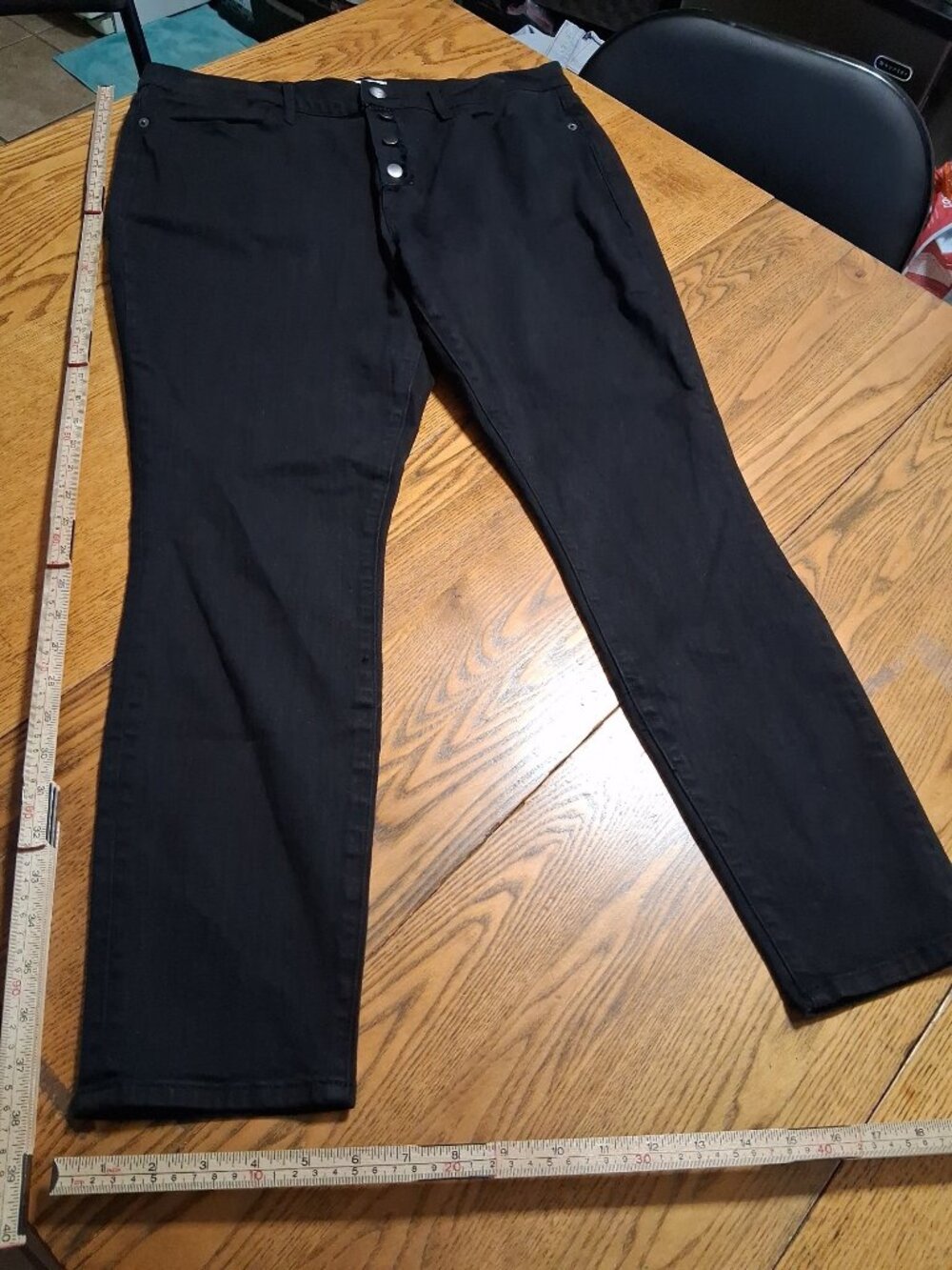FRAME JEANS WOMENS BLACK BUTTON FLY 34 LE HIGH SKINNY USED PREOWNED DENIM PANTS